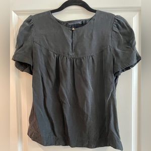 Banana Republic 100% Silk Blouse in Black with Gold Buttons